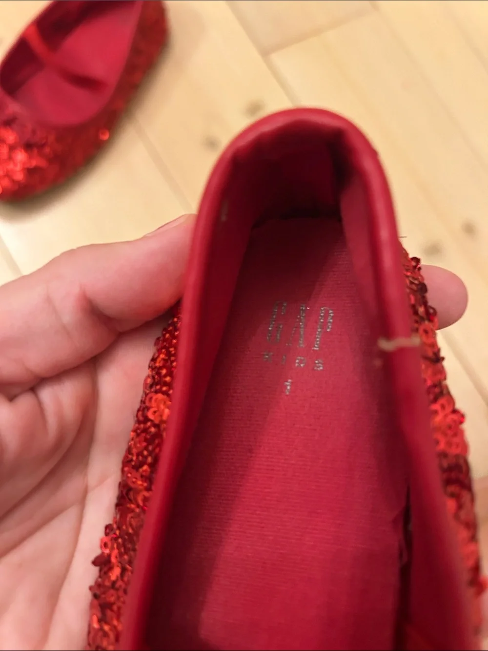 GAP Red Sequin Kids Ballet Flats with Bow and Elastic